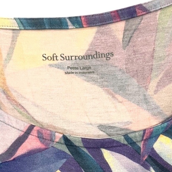 Soft Surroundings Mixed Print Floral Maxi Dress Petite Large Blue Green Resort - Picture 6 of 6